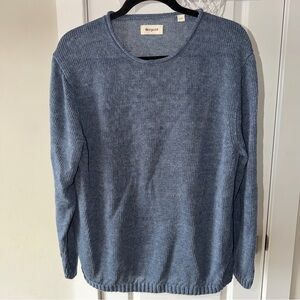 Borgo28 Men's 100% Linen Textured Blue Crewneck Sweater Size L